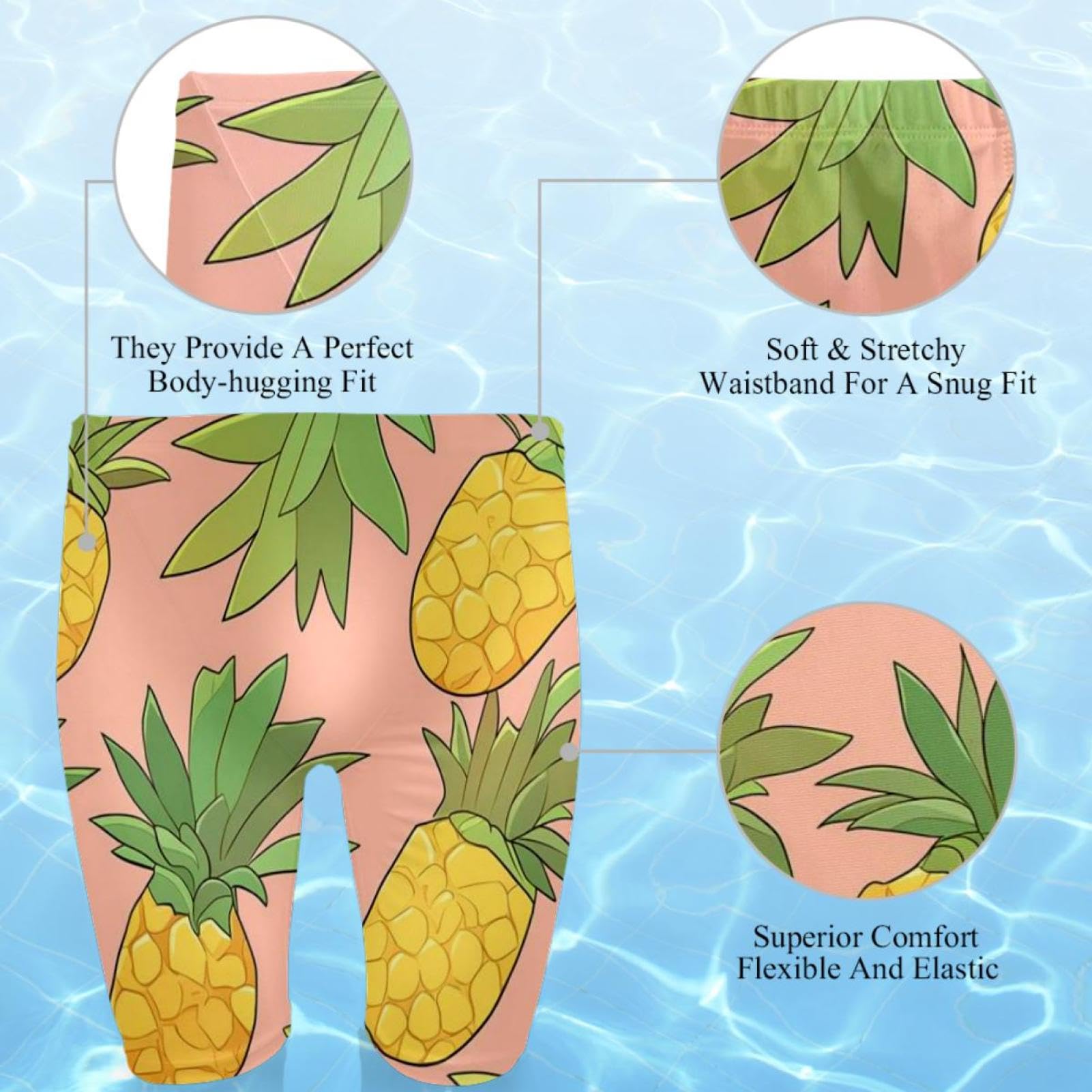 Generic Swimsuit for Men & Boys,Competition Lap Swim Suit, Square Leg Endurance Training,Colored Pineapple Design, 3X-Large