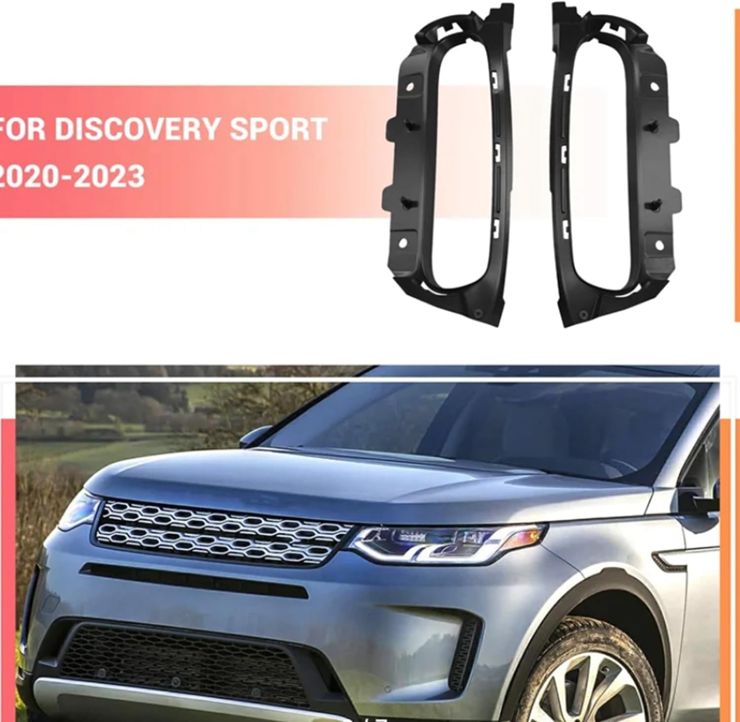 1 Pair Front Bumper Fog Lamp Frame for Discovery Sport 2020-2023 – Direct Replacement for LR127530 LR127531, Easy Installation, Durable Black Plastic Grille Insert