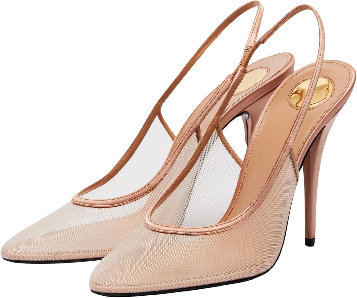 YIYA Women's Mesh Slingback Kitten Heels Sexy Closed Pointed Toe Stiletto High Heels Prom Party Dress Pumps Shoes