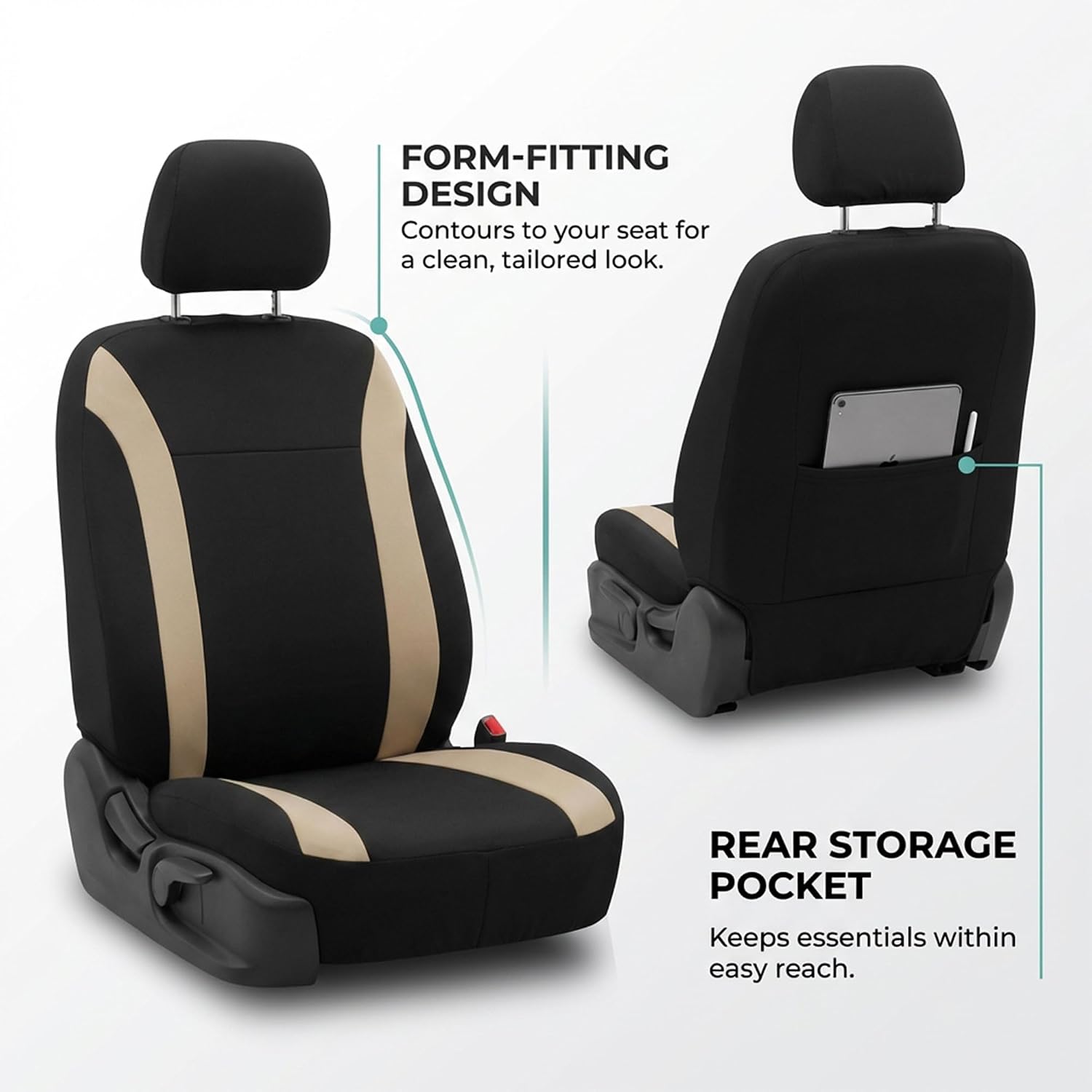 FH Group Car Seat Covers Cosmopolitan Flat Cloth Car Seat Covers Front Seats Only Gray Automotive Seat Covers, Airbag Compatible Universal Fit Interior Accessories Cars Trucks SUV Car Accessories image 5