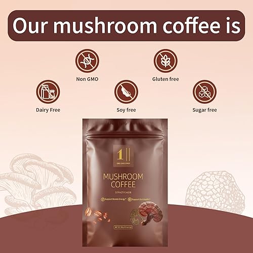 Miniatura 5 de Café de hongos (30 porciones) Kit de inicio de café de tostado medio, 10 hongos adaptogénicos con colágeno alimentado con hierba, chaga, cordyceps,