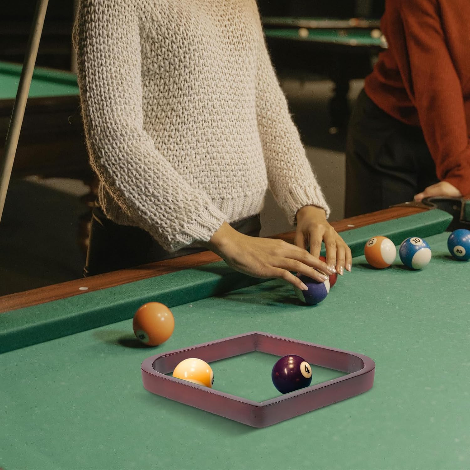 Wooden Triangle Pool Table Rack for Billiard Balls with Elegant Wood Design, Versatile Nineball Setup, and Effortless Ball Placement, for Home Entertainment and Leisure Venues