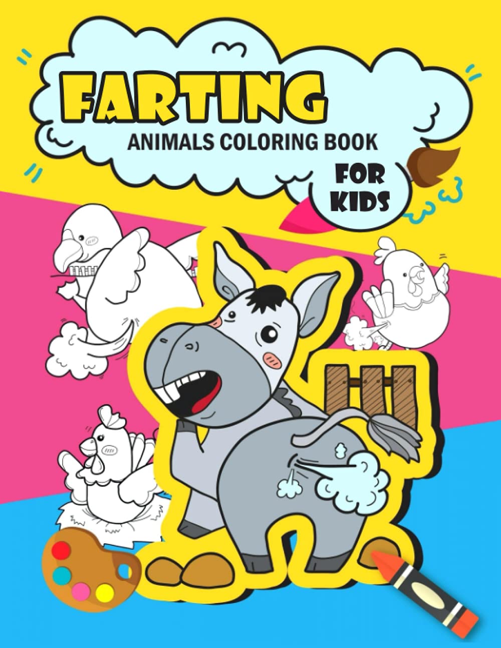 Farting Animals Coloring Book: Funny Gift Book with Farting Animals Coloring Book For Kids