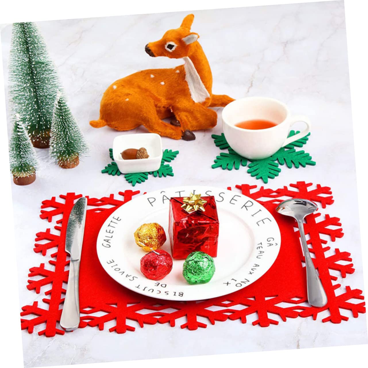 MAGICLULU 5 Ensembles Set De Table Flocon De Neige Décorations De Flocon De Neige pour Table Sets De Table De Noël Nains De e Artificiels Décorations De Noël Table De 4 pièces * 5