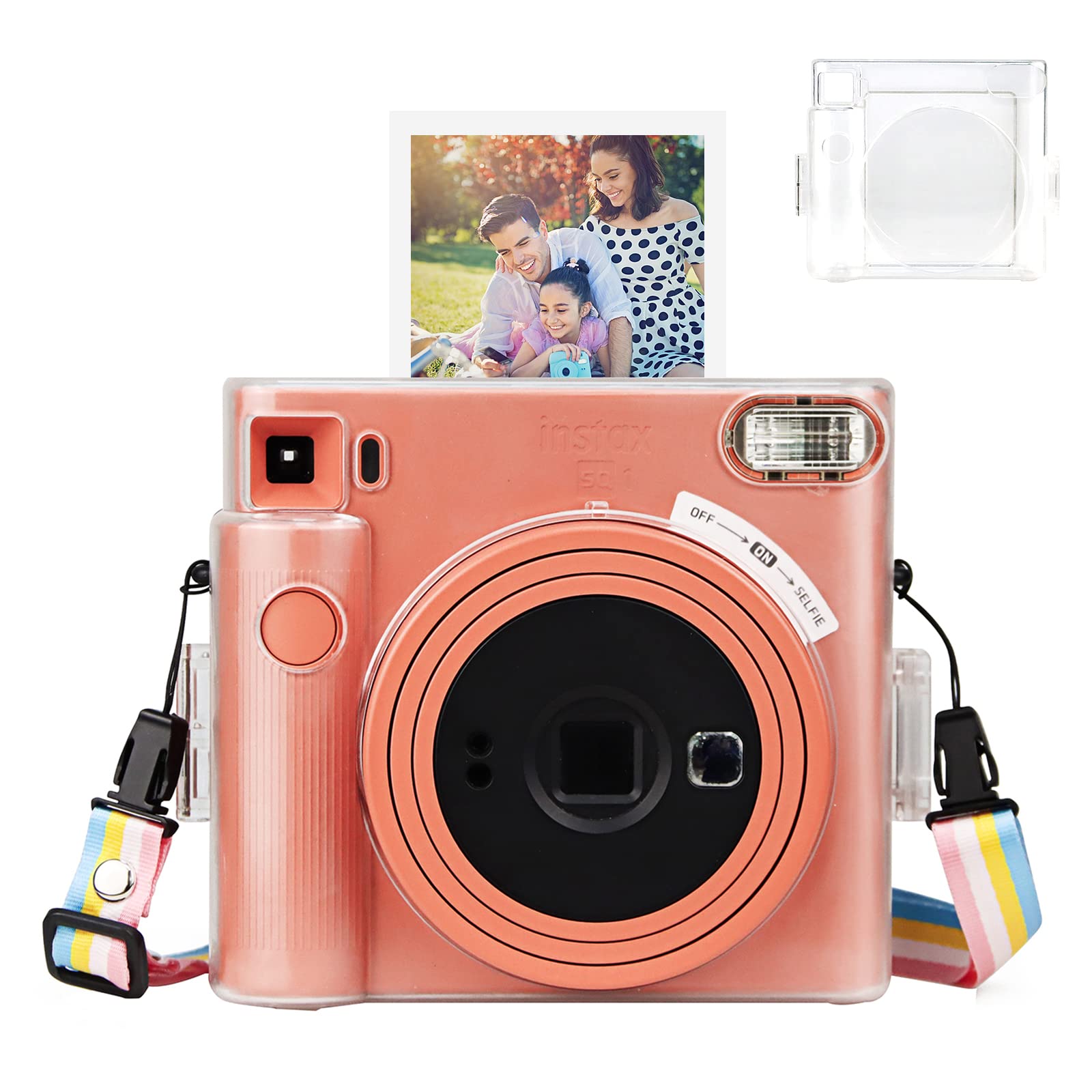 HIYQIN Square SQ1 Clear Case, Clear Protective Case Compatible with Fujifilm Instax Square SQ1 Instant Camera - Instax SQ1 Hard Cover with Rainbow