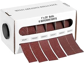 Pack of 6 Abrasive Paper Rolls, Sandpaper Rolls, Abrasive Rolls, 6 m x 25 mm, 80/150/240/320/400/600 for Wood Furniture Repair, Metal Sanding, Car Polishing