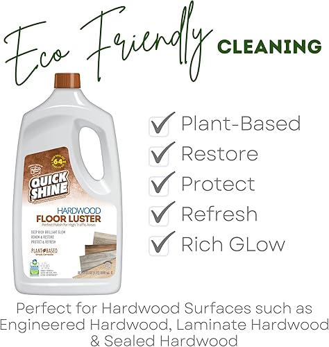 Miniatura 4 de Quick Shine Brillo de piso de madera dura de 64 onzas, 2 unidades | Limpiador y pulido a base de plantas con carnauba | Simplemente rocía y extiende
