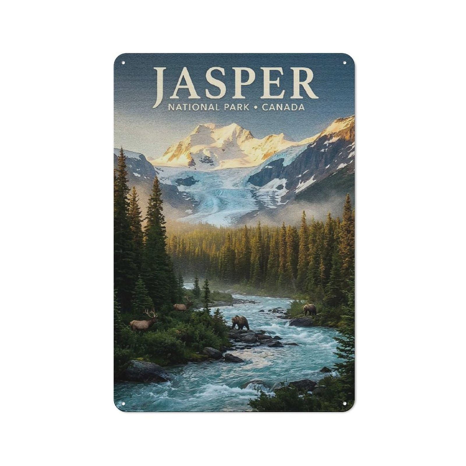 Junmoney Style-1 For Home Office Or Studio, Jasper National Park Canada Landscape Retro Tin Wall Plaque 30X20cm, A Housewarming Gift For Creative Workspace Decorators