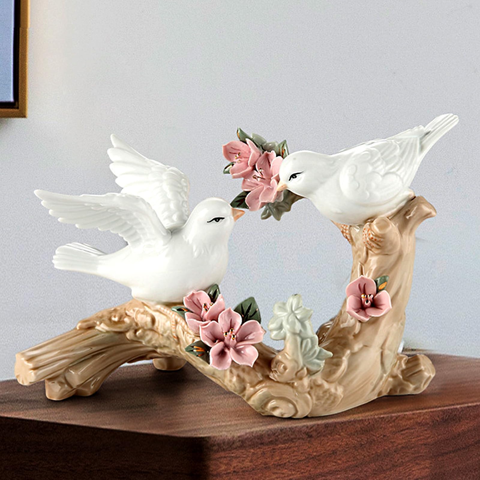 陶器製 鳥と花の置物 Amazon.co.jp: 陶器の鳥の花の像カササギの置物磁器トランク彫刻、陶器