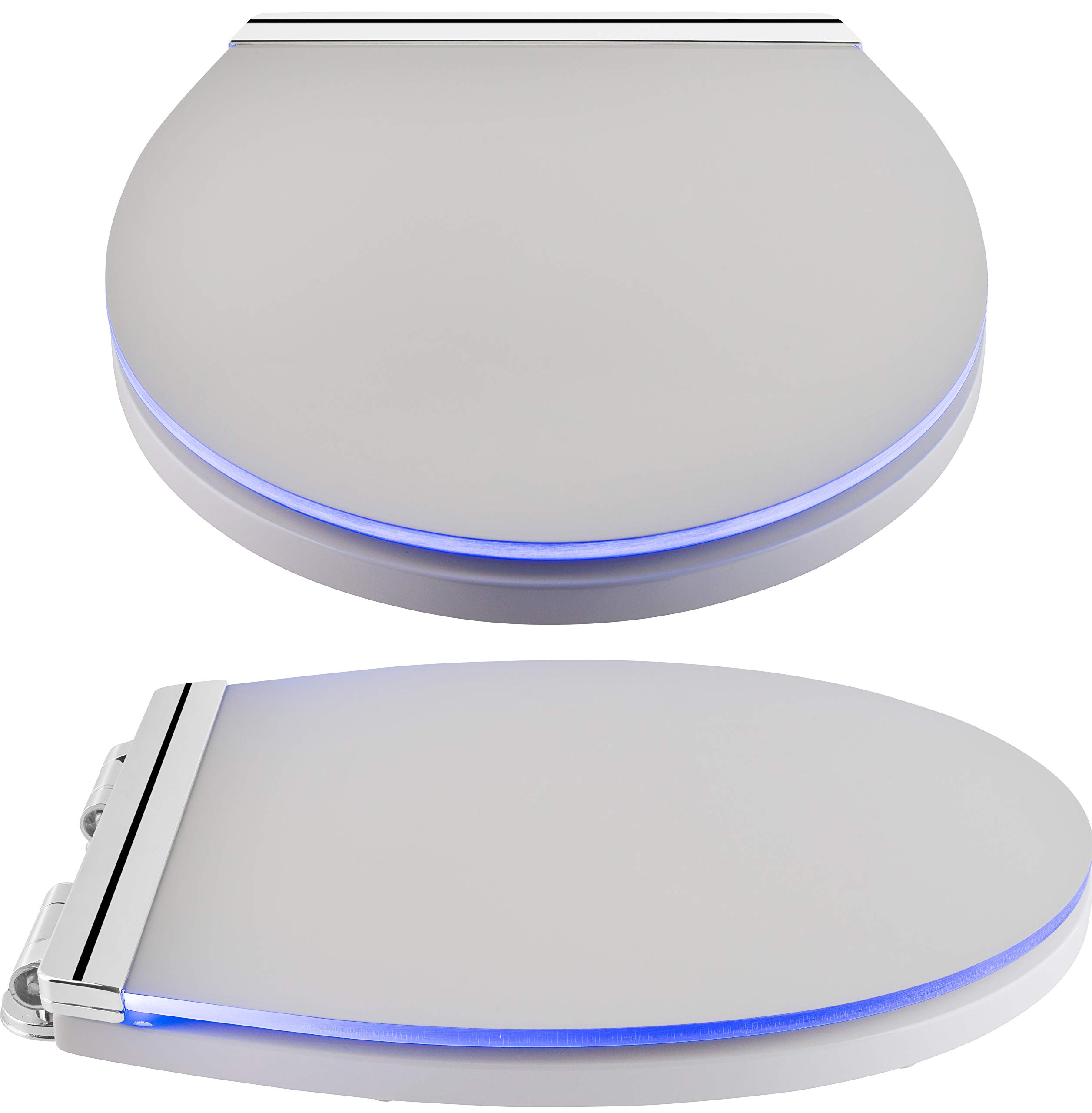 Cornat KSDSC363 - Asiento de inodoro con iluminación LED suave por la noche, con sensor acústico, función Quick Up & Clean, descenso automático, montaje cómodo desde arriba, asiento de inodoro, tapa | Con sensor acústico – Función Quick Up y Clean – Desce