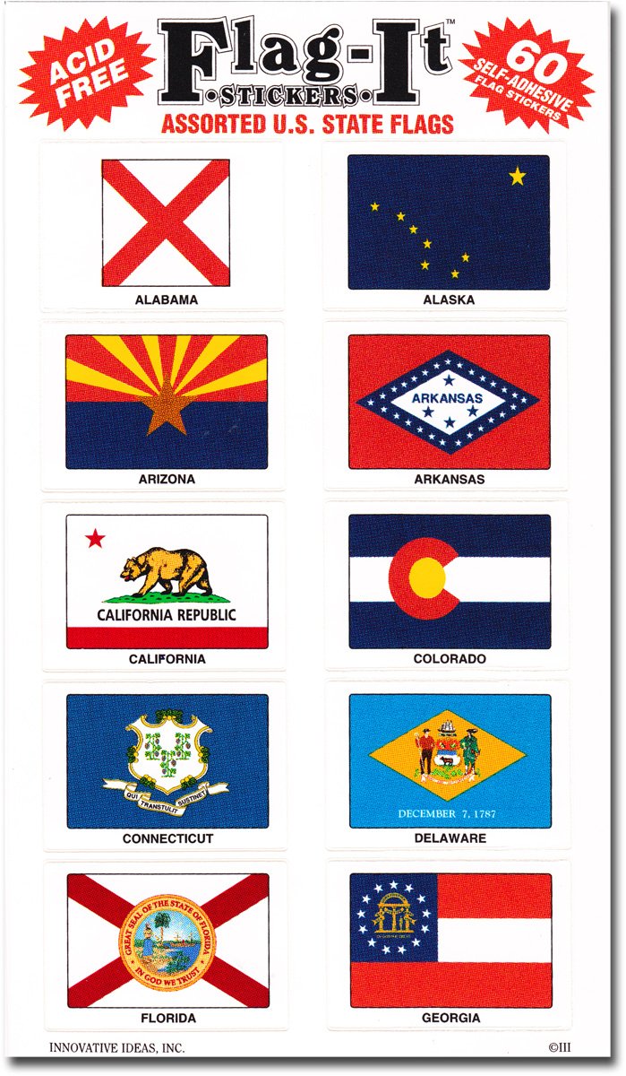 Flag It US State and Territory ~ Assorted Stickers (120 Pack)