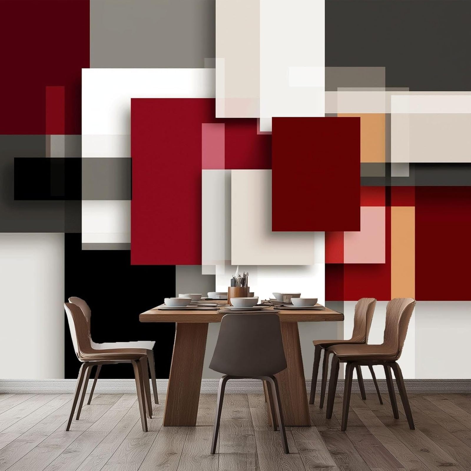 Modern Abstract 3D Effect Photo Wallpaper, Geometric Cube Wall Mural, Modern Wall for Living Room, Bedroom, Office, Hallway, Multicolor, 300cm x 210cm Stickers - Frameless Painting - Poster