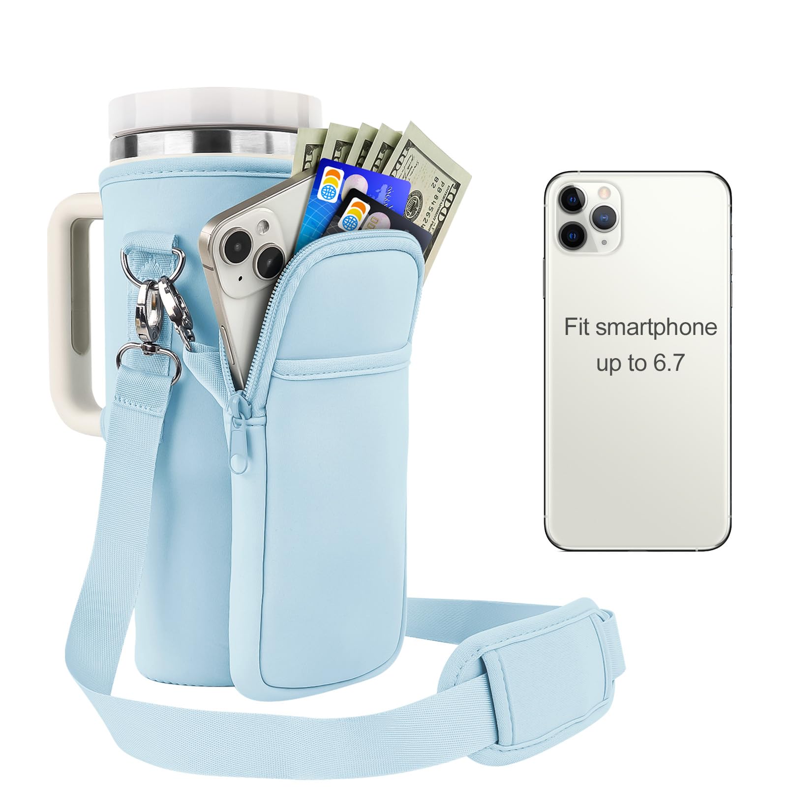 Nuovoware Water Bottle Carrier Bag Fits Stanley Quencher H2.0, 40OZ Bottle Pouch Holder With