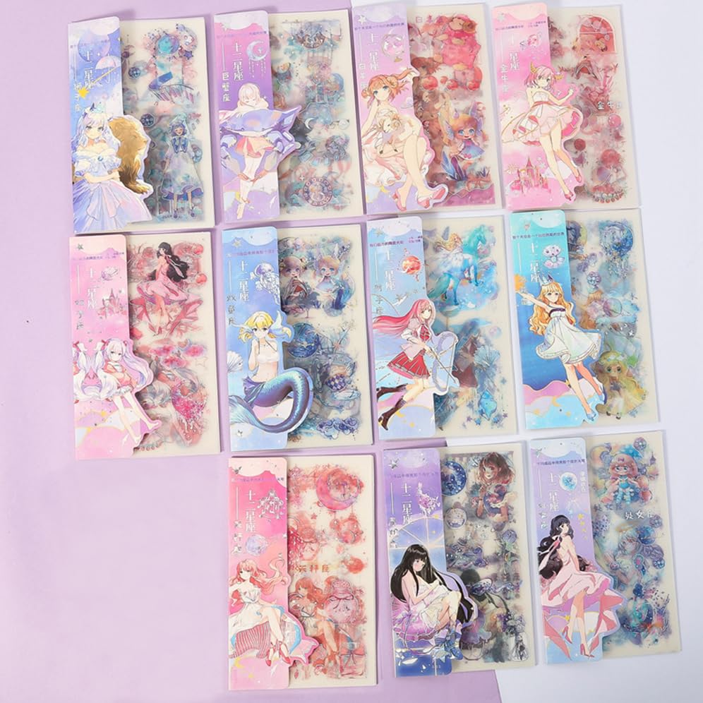 EAMOTOL 44 Sheets Anime Girl Journaling Stationery Stickers - Calendar Decorative Frosted PET Sticker for Scrapbook Journal Diary Planner DIY Craft