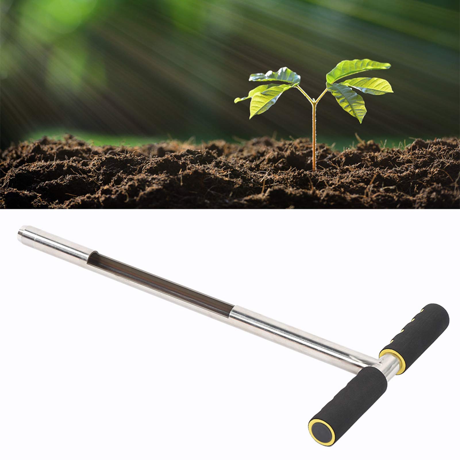 Wakects Sonda do próbkowania gleby 51 cm, sonda do pobierania próbek gleby ze stali nierdzewnej, uchwyt w stylu T, Sampler do sondy podłogowej do kijów golfowych