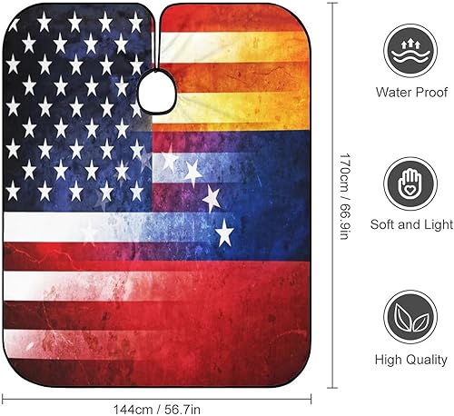 Miniatura 2 de Capa de peluquero con bandera de Estados Unidos y Venezuela, delantal de peluquería grande profesional, unisex, resistente al agua