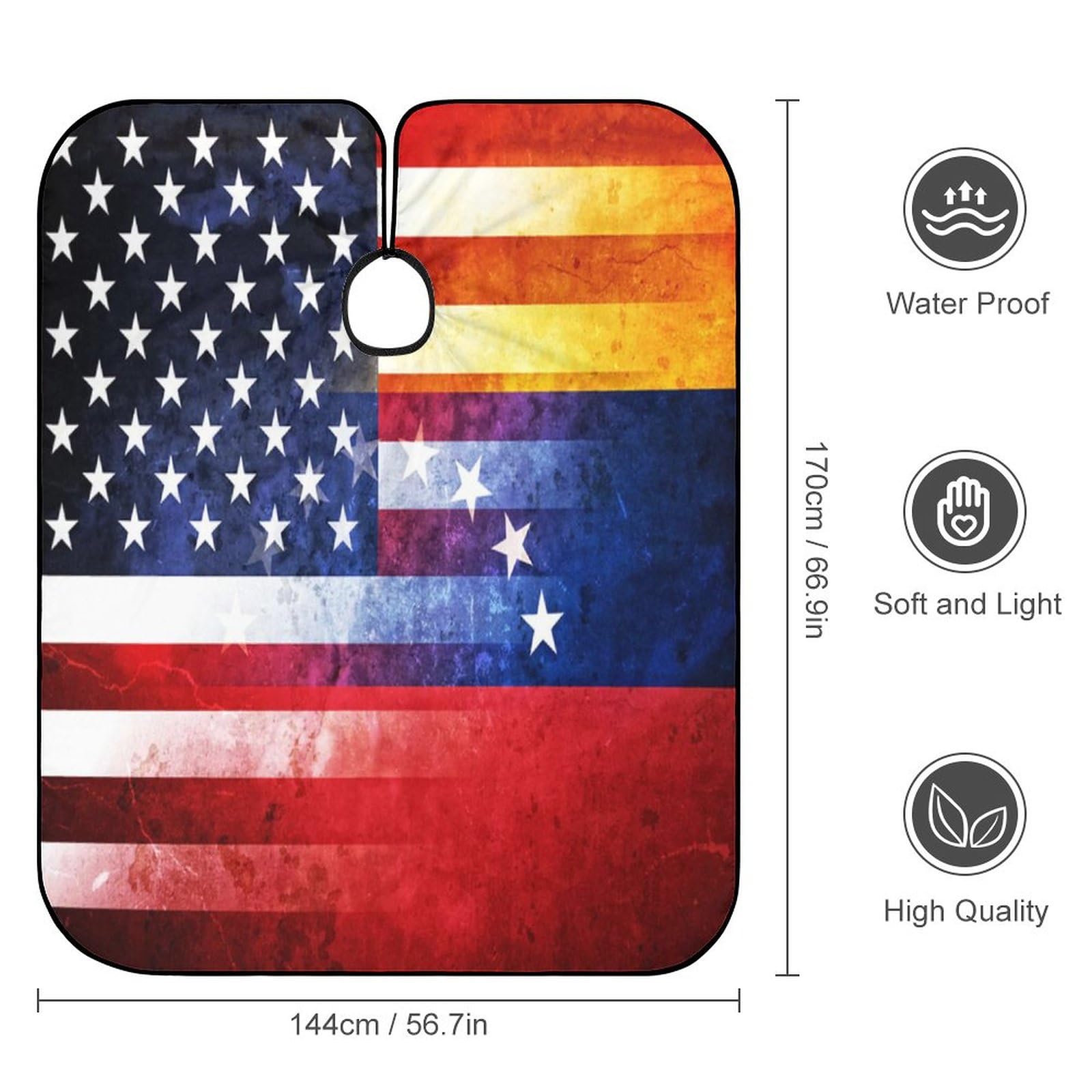 Vintage USA and Venezuela Flag Barber Cape Professional Large Barber Apron Unisex Haircut Cape Water Resistant Salon Cape