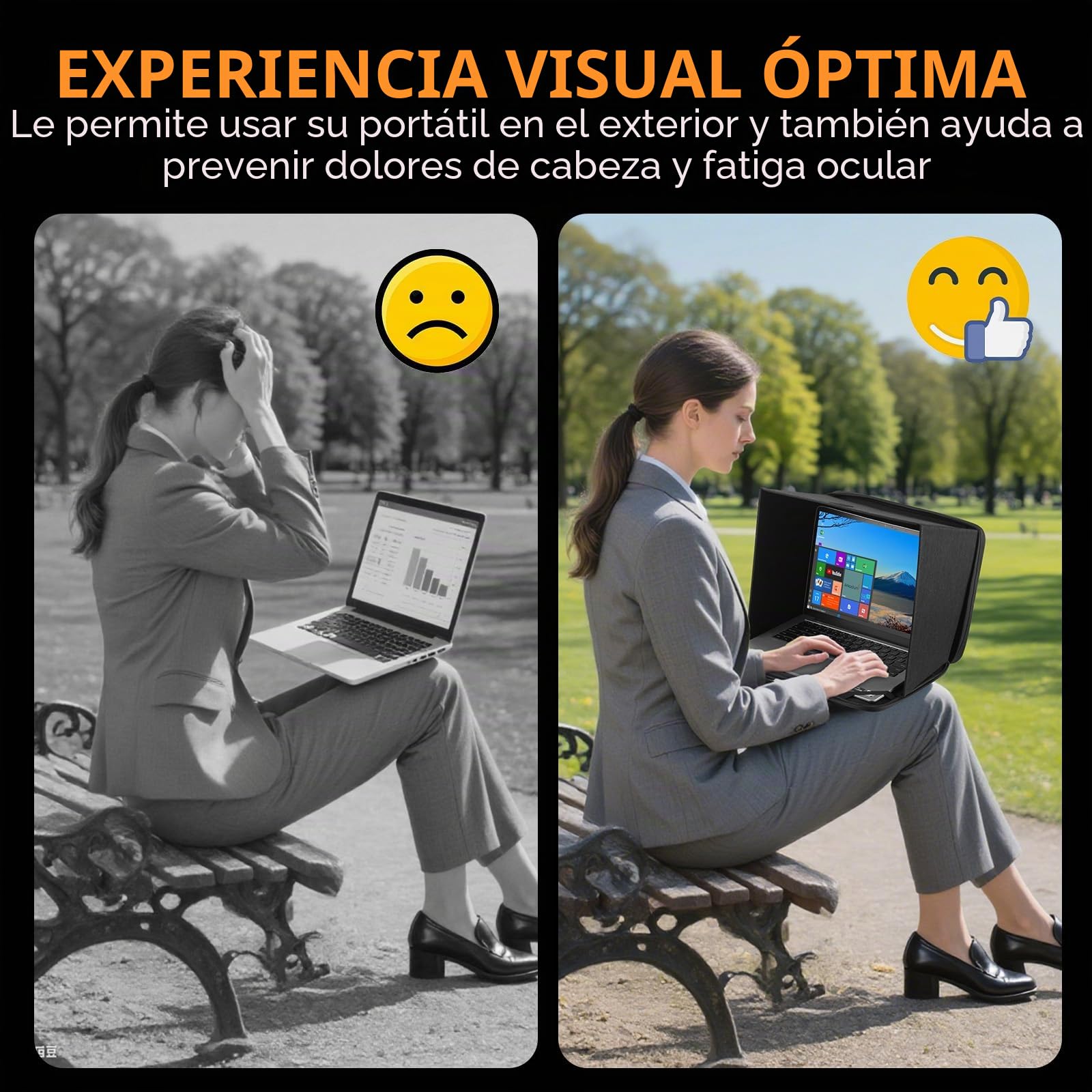 HoYiXi Parasol universal para portátil para trabajar al aire libre, protección solar que refleja la luz solar para MacBook/Hp/Dell/Acer/Asus PC de 15-16 pulgadas, color negro