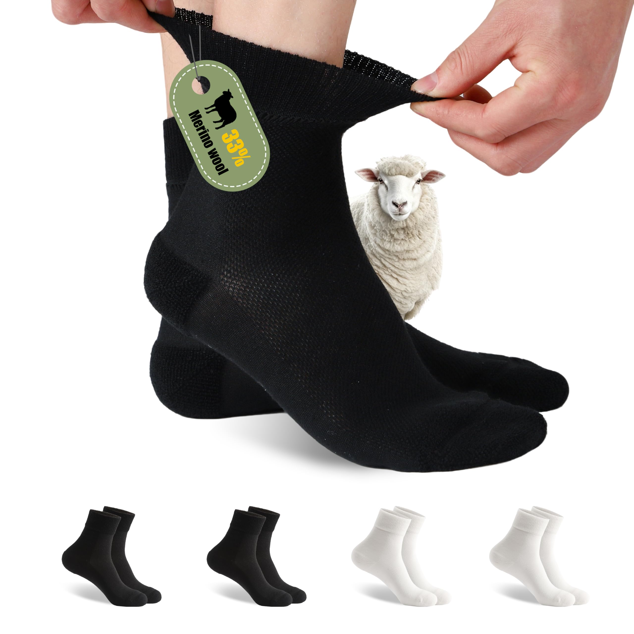 Forcool 4 Pairs Merino Wool Diabetic Socks