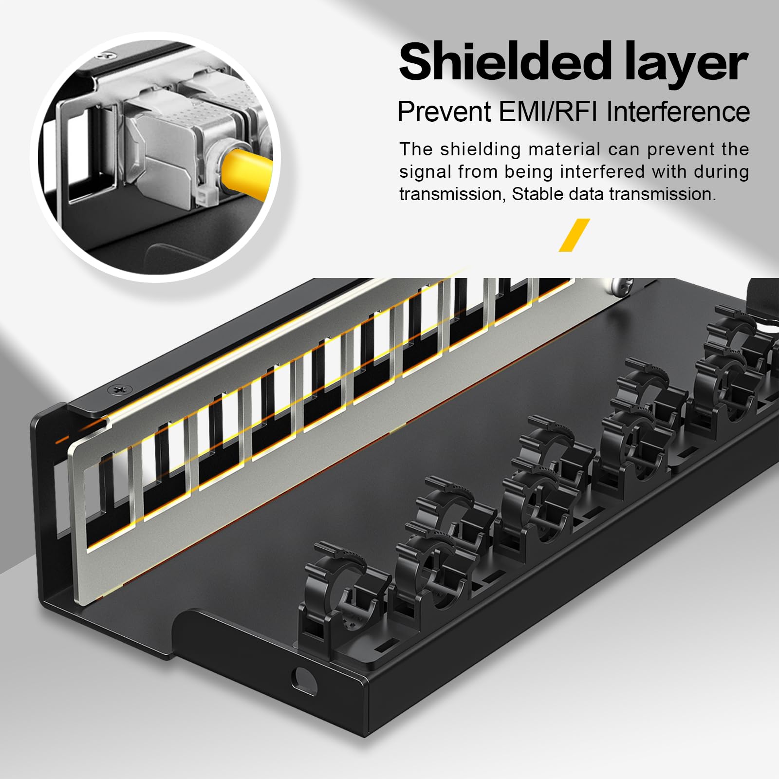 Patchpanel 12 Port 1U UTP/STP Blank Keystone Patch Panel Compatible with LC/SC/ST/FC/USB/HDMI Keystone Jack for Desk Mount Home Ethernet Termination Box (1U 12 Port)