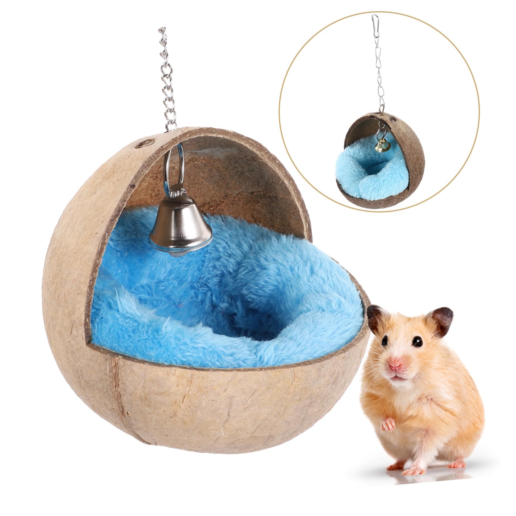 Kisangel 2stücke Coconut Shell Sleeping Bed Für Hamster Meerschweinchen Und Ähnliche Kleintiere Gemütliches Nestkissen Zufälliger Farbe Aus Langlebigem Kokosnussmaterial Gefertigt Zum