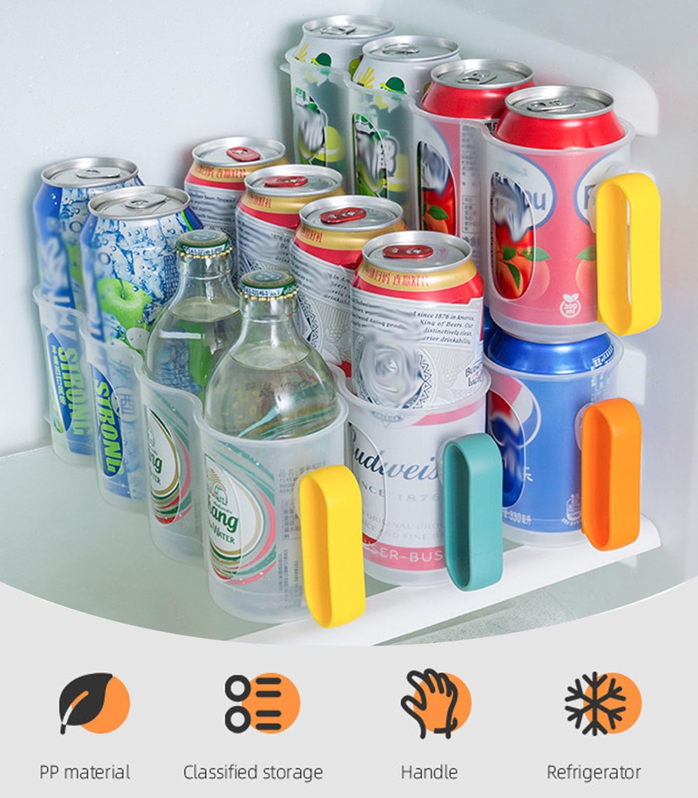 Organizador Latas Nevera Paquete De 4 Organizadores De Latas De Refresco para Refrigerador, Estante Organizador De Plástico para Despensa, Dispensador Apilable De Latas De Comida Enlatada