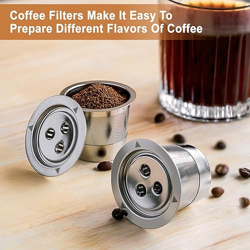 Miniatura 3 de Pilipane Tazas K reutilizables, cápsulas de café reutilizables, tazas K de acero inoxidable, filtros de cápsulas de café a prueba de fugas con