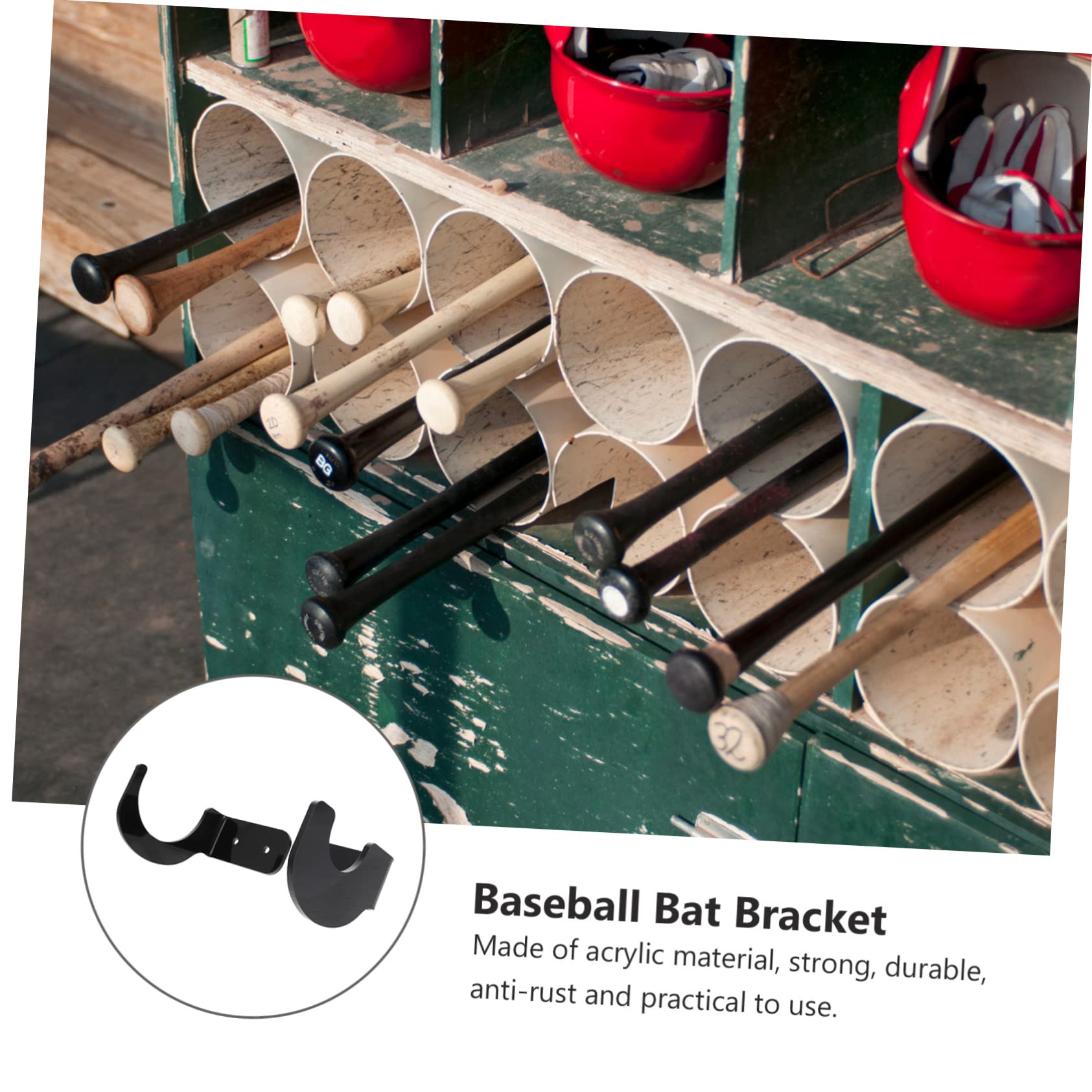 Supports Muraux Pour Battes De Baseball - 4 Pièces Acrylique Noir, Présentoir Horizontal, Pour Batte, Crosse, Accessoires Sport - 3