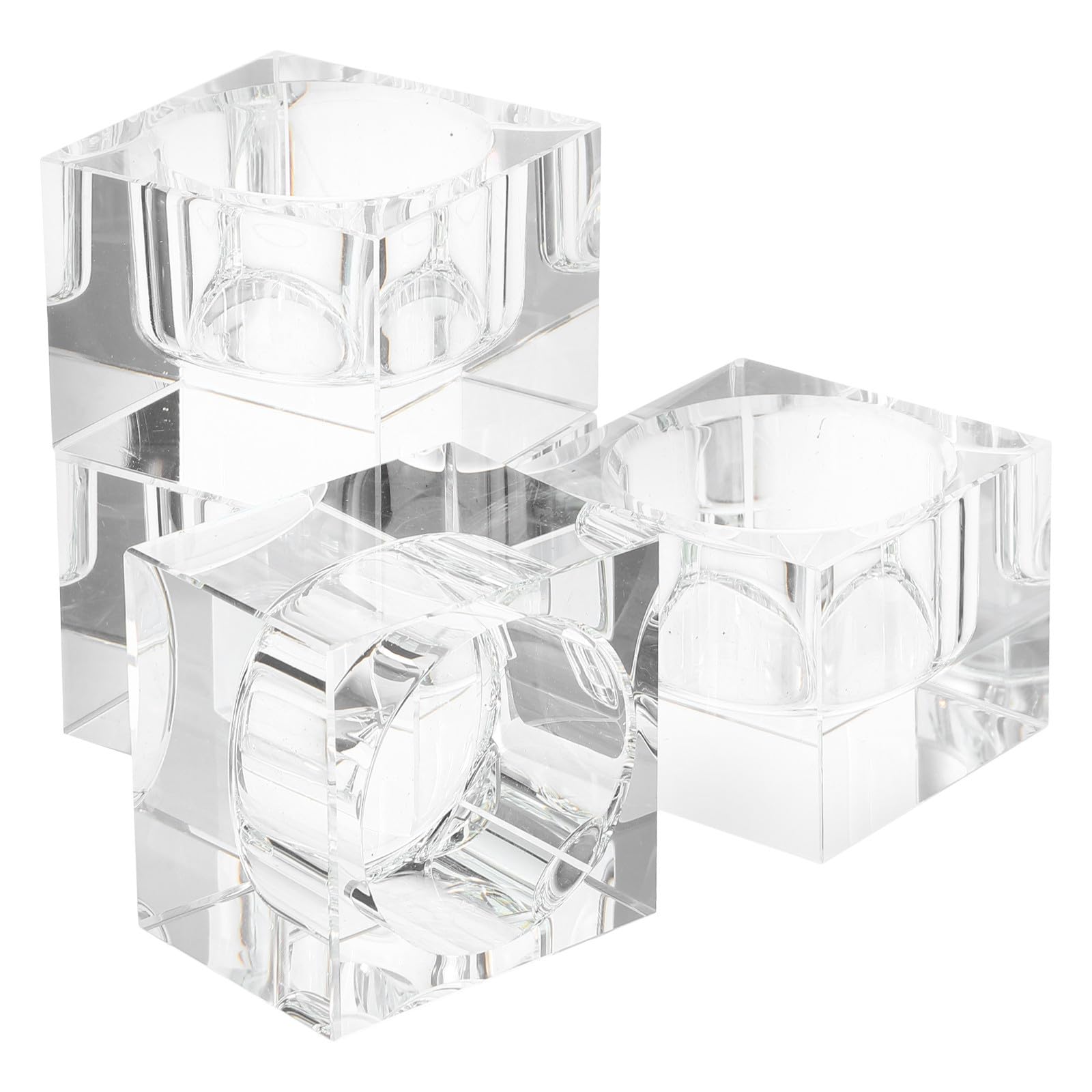 Portavelas de Cristal Transparente Base Estable 4 Piezas