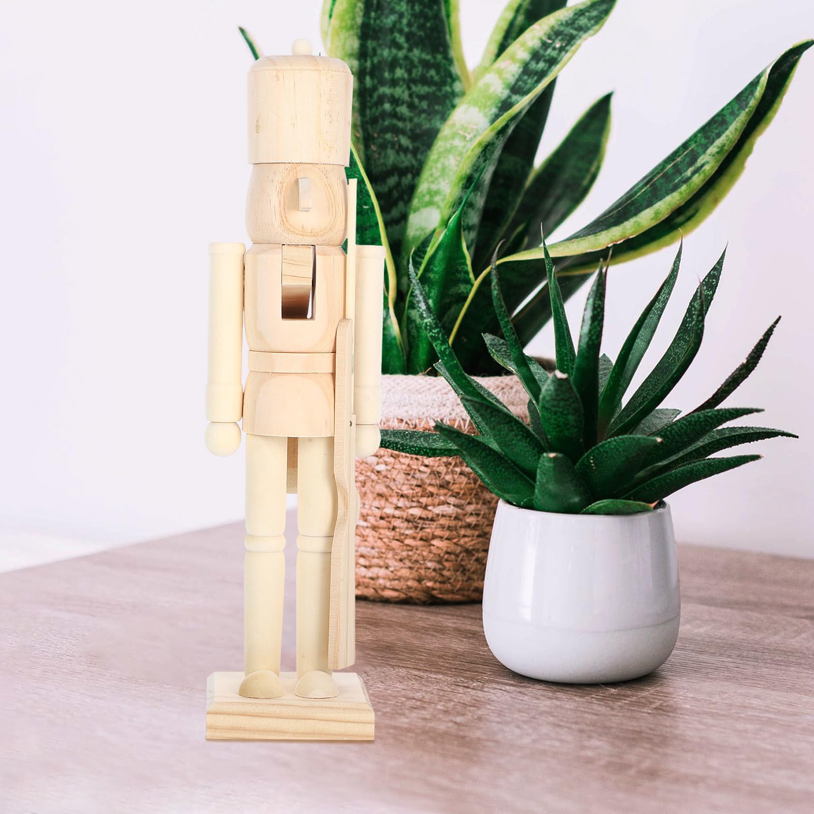 YARNOW Cascanueces de Madera sin Pintar, Figura de Madera en Blanco para Manualidades, Decoración Navideña, Adorno Creativo de Soldado de Nuez