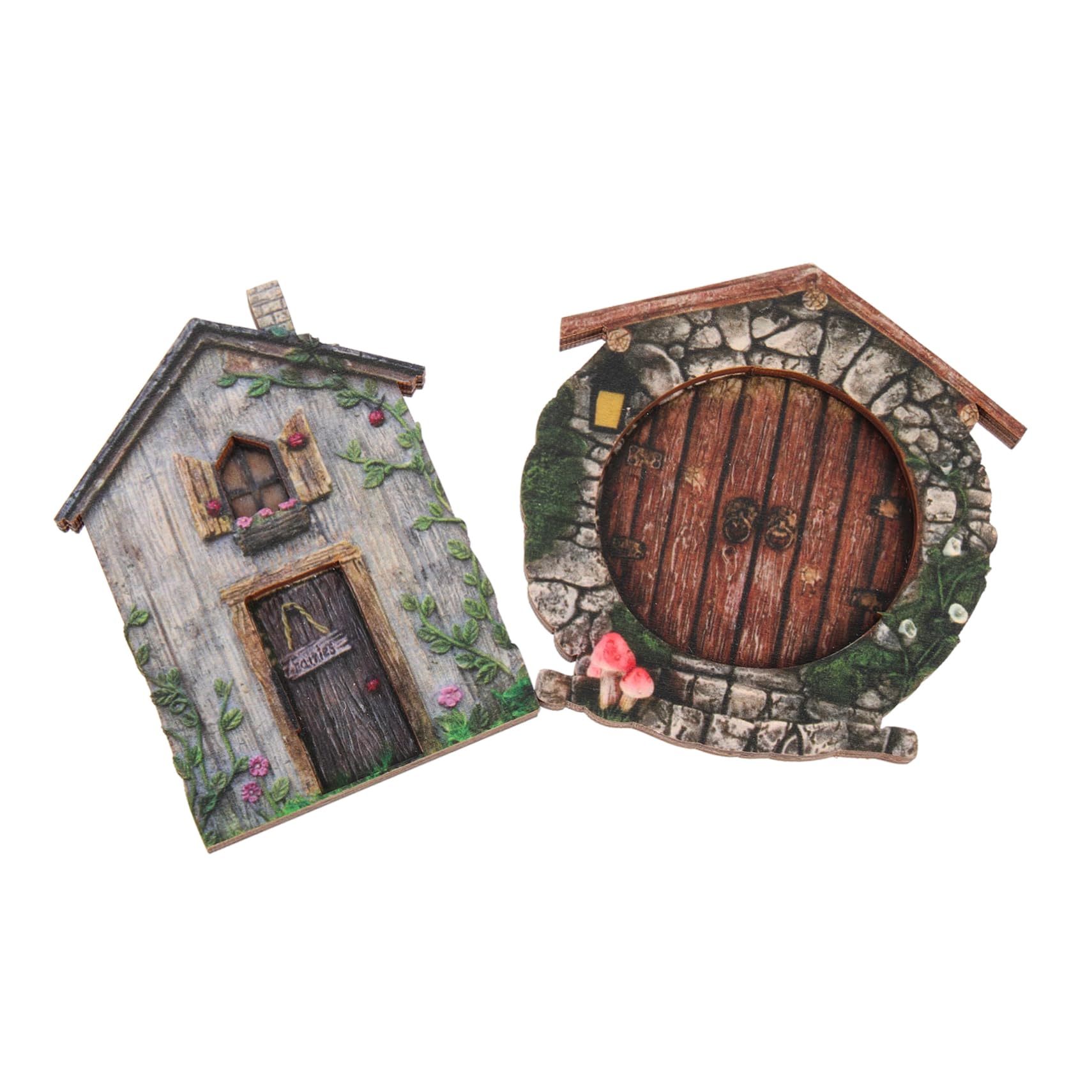 CAXUSD 2pcs Wooden Fairy Door for Garden Decor Miniature Tree Fairy Door Decoration for Use Realistic Design for Toys and Photography Props