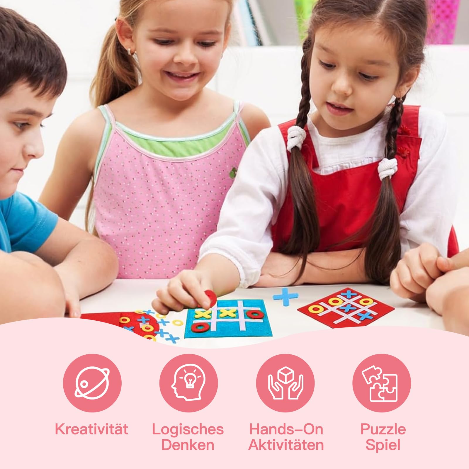 Tic Tac Toe zabawka, 12 sztuk filcowych Tic Tac Mini, przydatny upominek na urodziny dziecka, kolorowa gra Tic Tac Town, zabawka edukacyjna, nadaje się na urodziny, Dzień Dziecka, do domu, szkoły, na