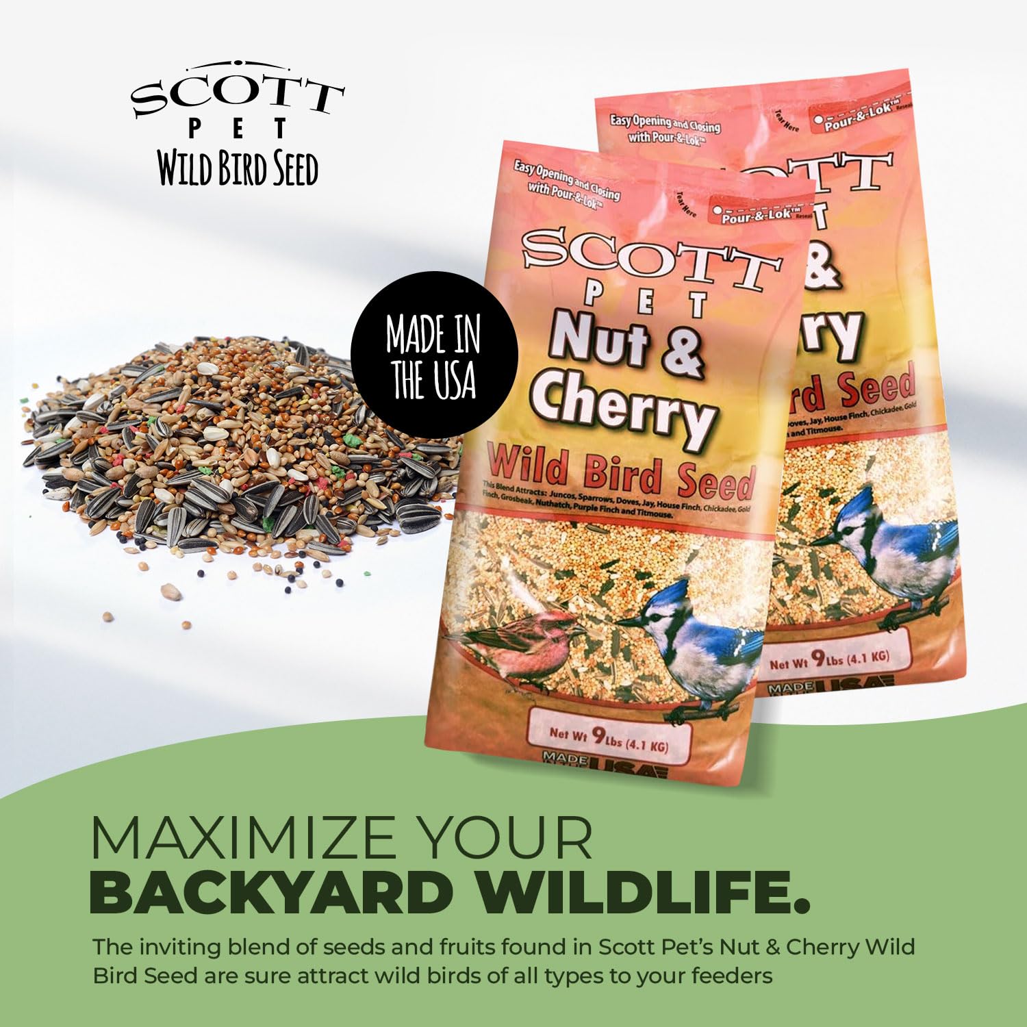 Scott Pet 159212 No.9 Semilla de pájaro silvestre de nuez y cereza