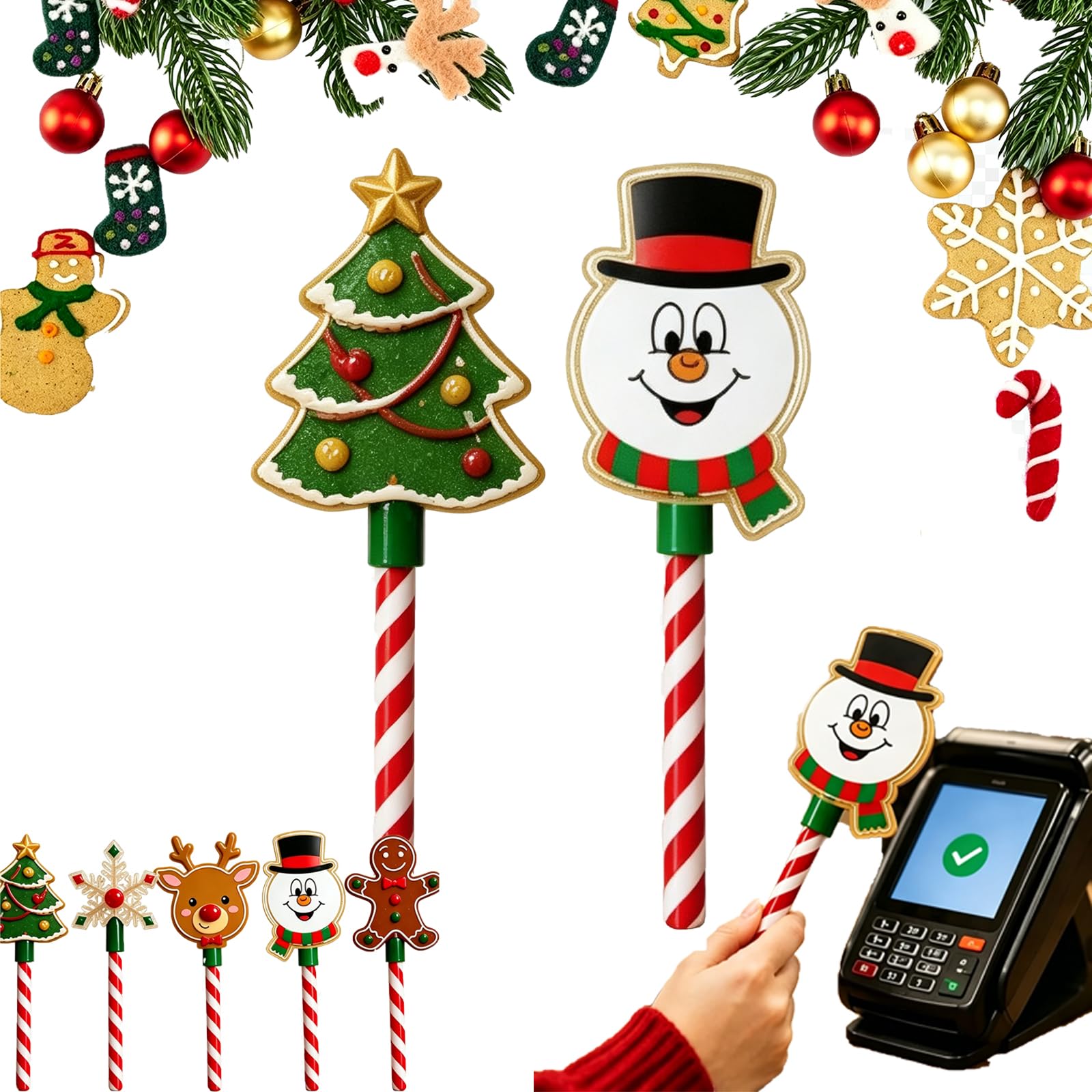 Christmas Payment Wand, Christmas Fairy Wand Credit Card Holder, Durable Plastic Material, for Contactless Debit Card, Festive Holiday Novelty Gift, Stocking Stuffer, Party Prop，2pc-c