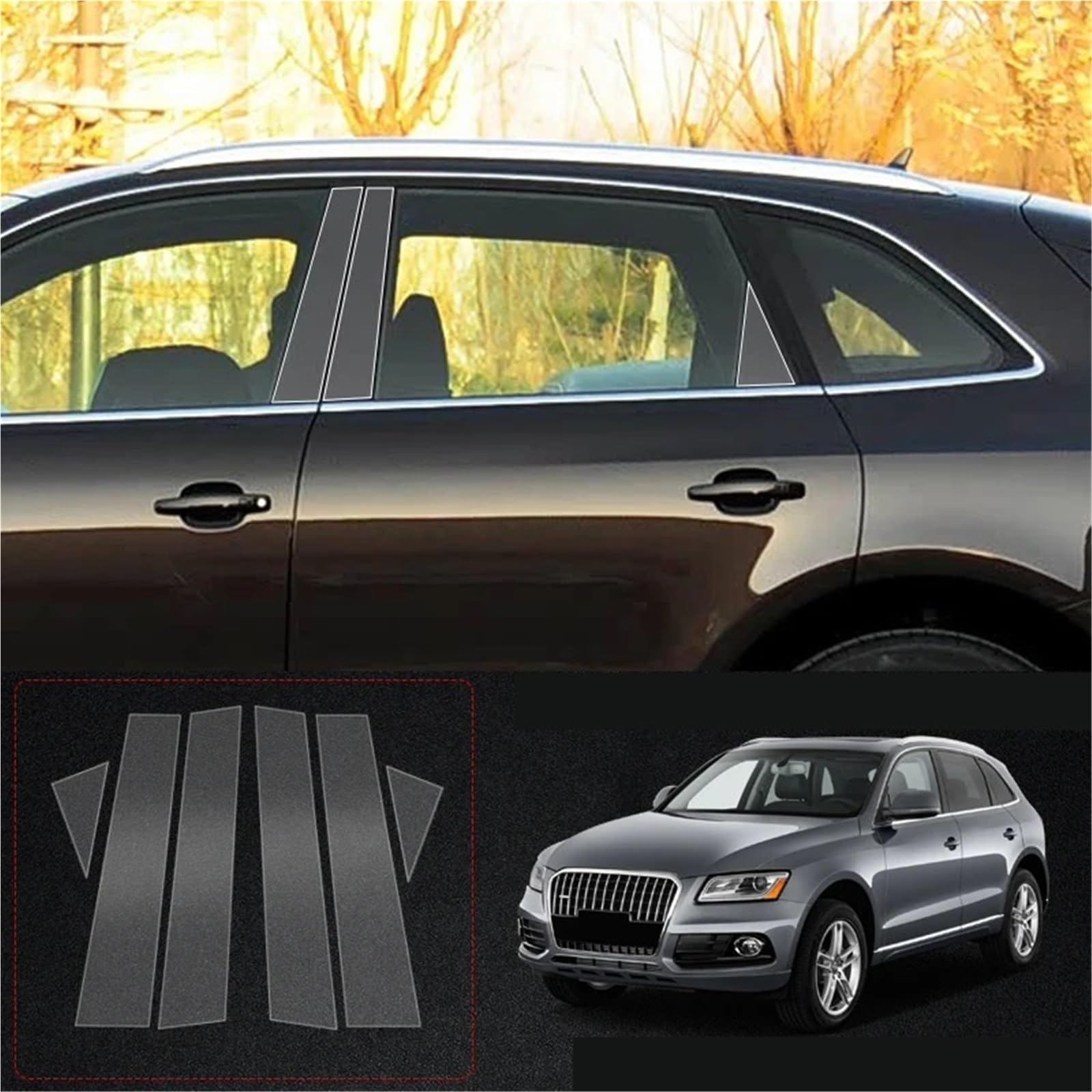 B Pillars TPU Car Protective Film for Audi for Q3 8U F3 Sportback Q4 E-TRON Q5 Q7 Q8 Q2 Transparent Body Sticker Paint Protection
