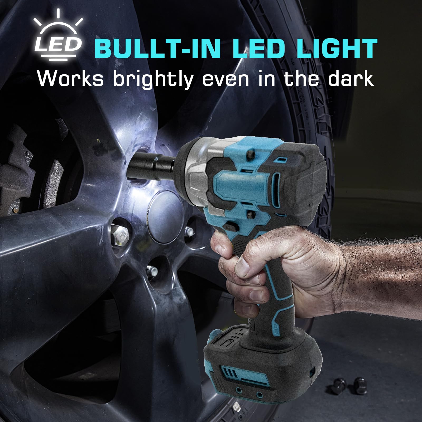 Llave de Impacto Inalámbrica Brushless 700Nm Atornillador Impacto Compatible con Makita 18V Batería Brushless Pistola de Impacto Bateria 1/2 Pistola de Impacto Electrica, 6 Tomas de Impacto