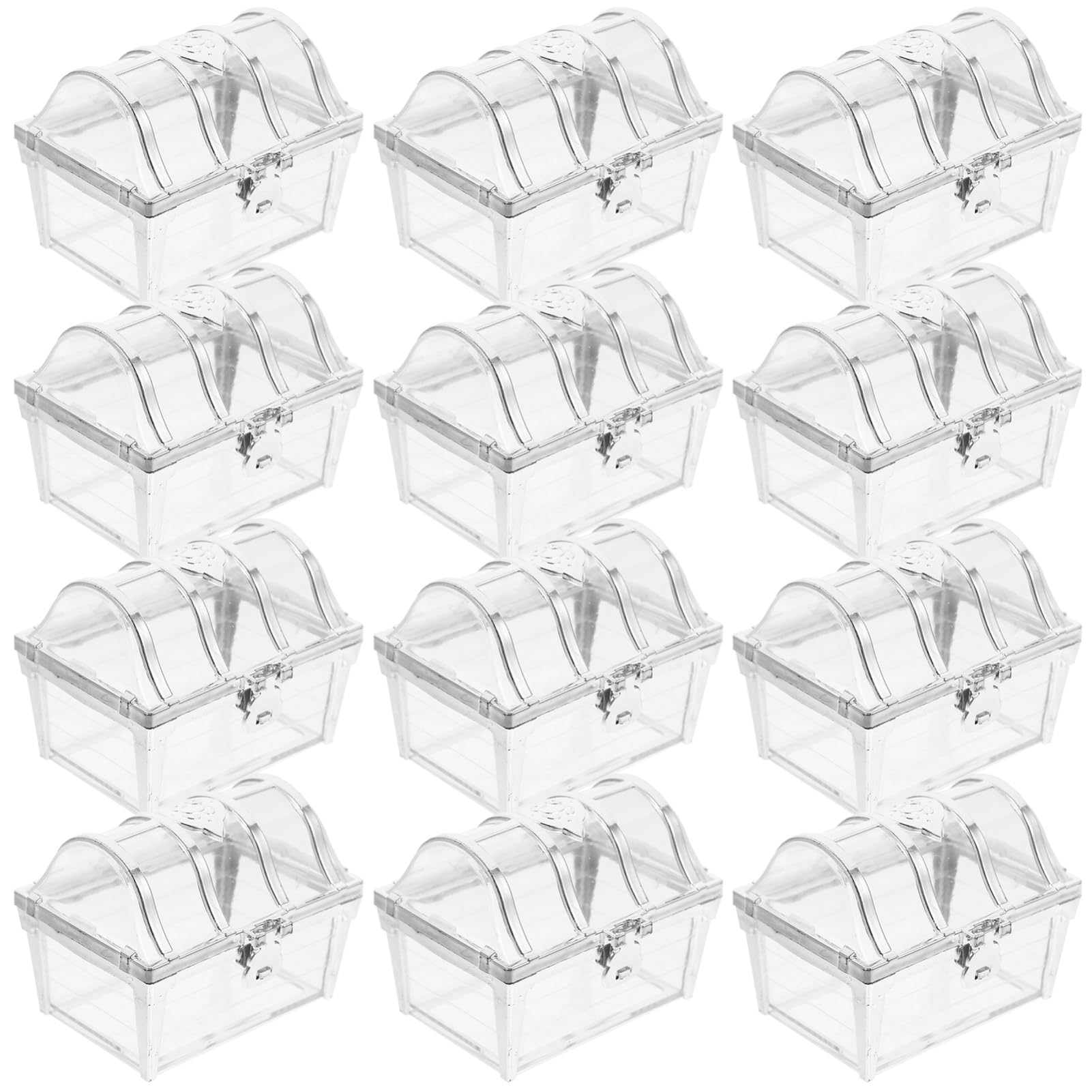 Homoyoyo 12pcs Elegant Silver Plastic Wedding Candy Container Party Candy Box with Large Capacity and Lightweight Portable Design for Multiple Occasions