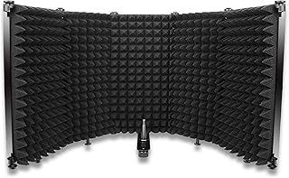 Studio Recording Mic Isolation Shield, Foldable Microphone Shield Acoustic Foam, Portable Vocal Booth Microphone Reflection Filter by SUNMON