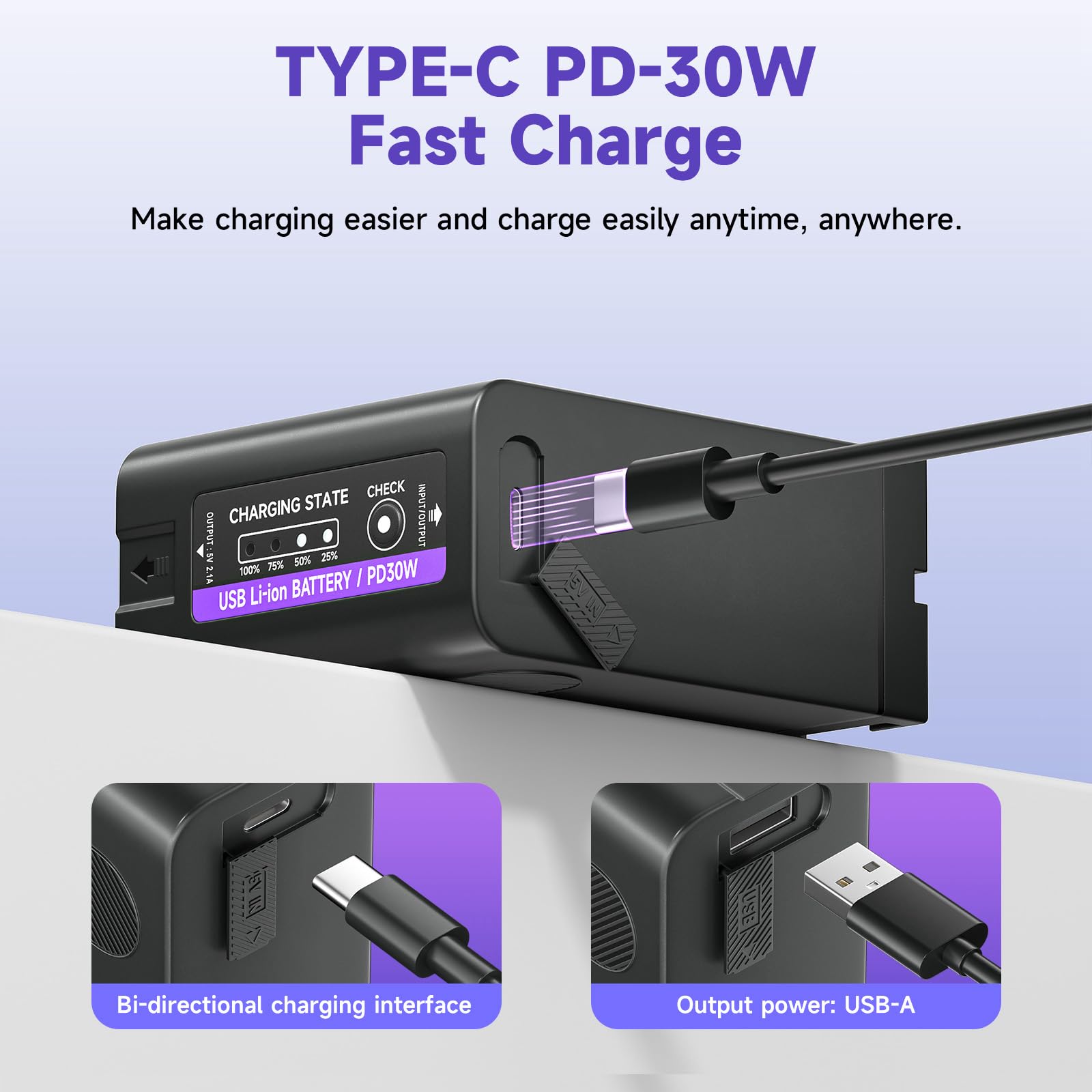NP-F990 Akku 84,96Wh/11800mAh (PD30W USB-A & Typ-c/USB-C) für Sony NP-F990 NP-F980 NP-F970 NP-F960 NP-F950 NP-F930 NP-F550 NP- F570 NP-F770 NP-F750 Camcorder Ersatzakku, 1 Stück