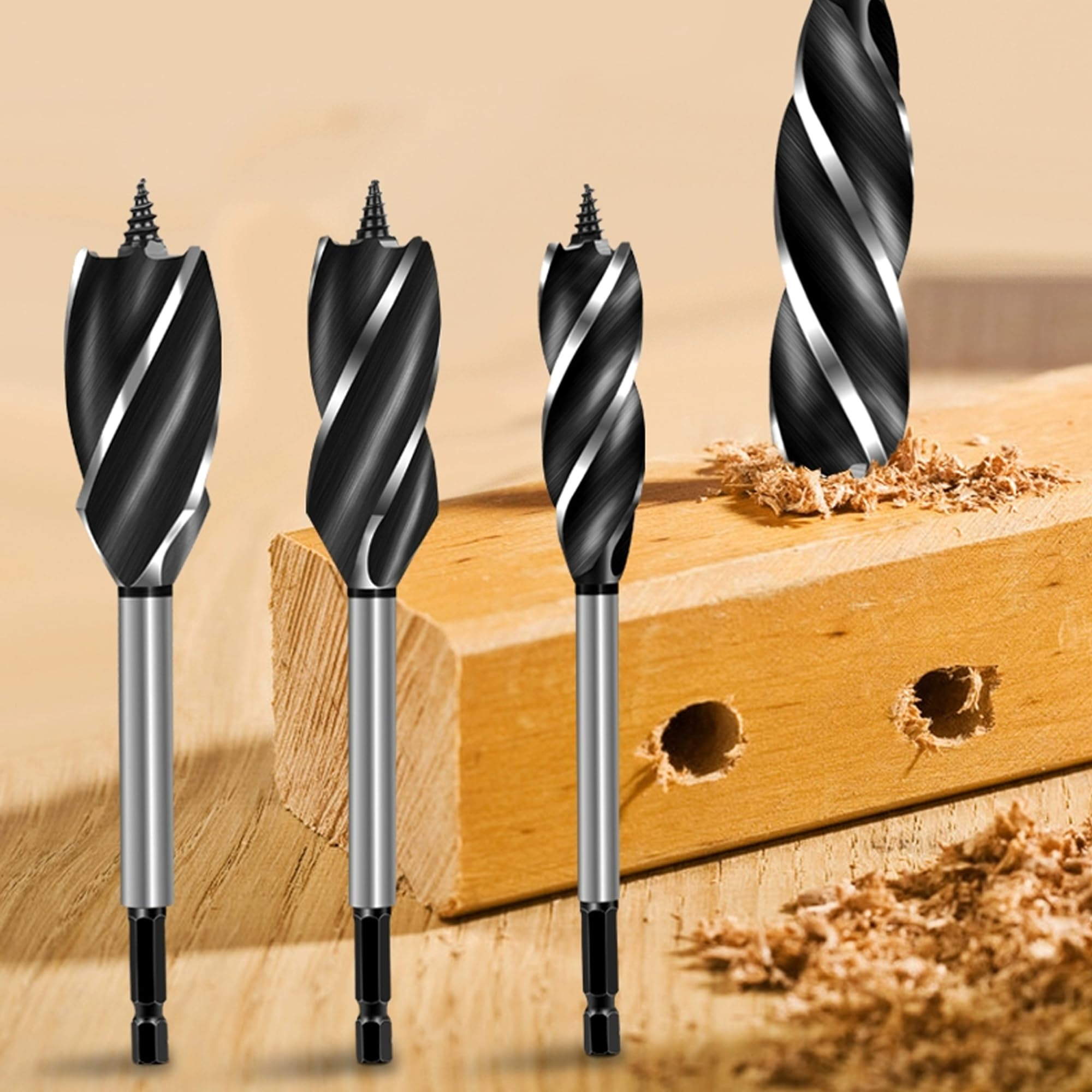 9 Piezas Brocas Madera, Juego de Brocas para Madera Taladro de Escariado, Carpintería de Corte Rápido de Acero de Alto Carbono 10, 12, 14, 16, 18, 20, 22, 25, 32mm