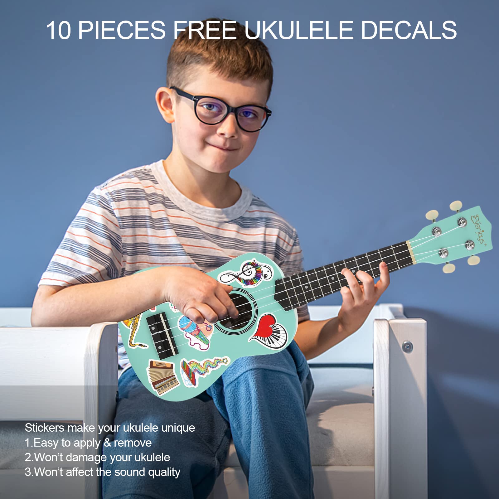 Ukulele sopranowe zestaw dla początkujących dla dzieci, dorosłych, studentów, 53 cm, pasek do torby koncertowej, zapasowy sznurek, ściereczka do polerowania, kostki do śpiewników (błyszcząca zieleń)
