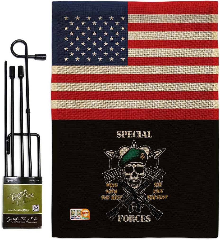 Service US Special Forces Garden Flag Armed All Branches Support Honor United State American Military Veteran Official Small Decorative Gift Yard House Banner Double-Sided Made In USA 13 X 18.5