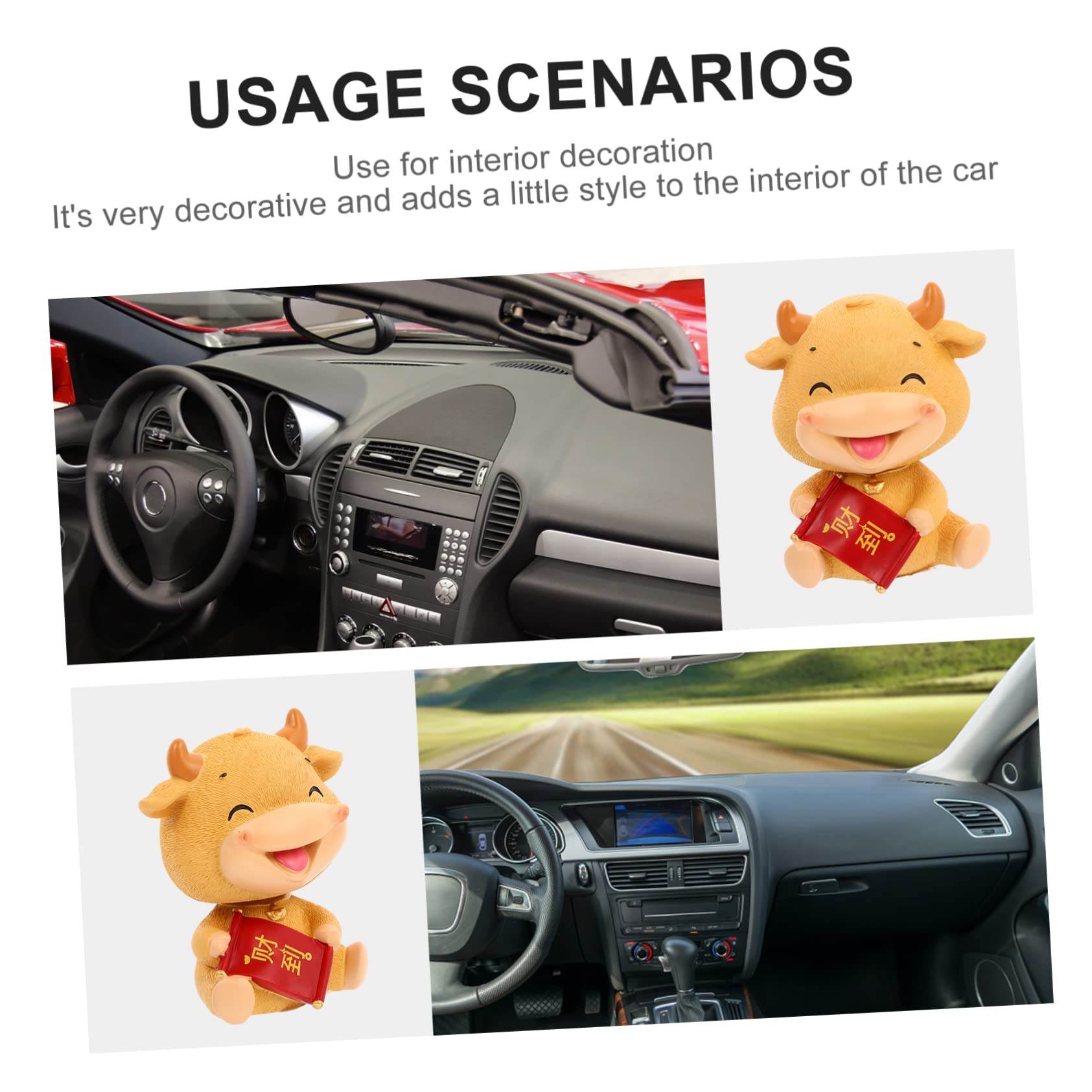 1Pc Adorable Calf Car Swing Ornament Resin Decoration for Auto Cute Cow Hanging Ornament for Home Office Addition to Room Living Space High Grade Material Fine Workmanship