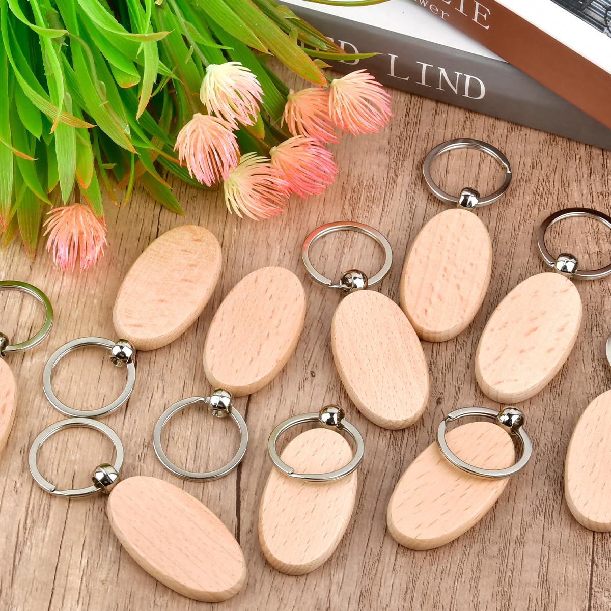 Amazon.com: OTYMIOW 30PCS Oval Wooden Keychain Blanks Unfinished