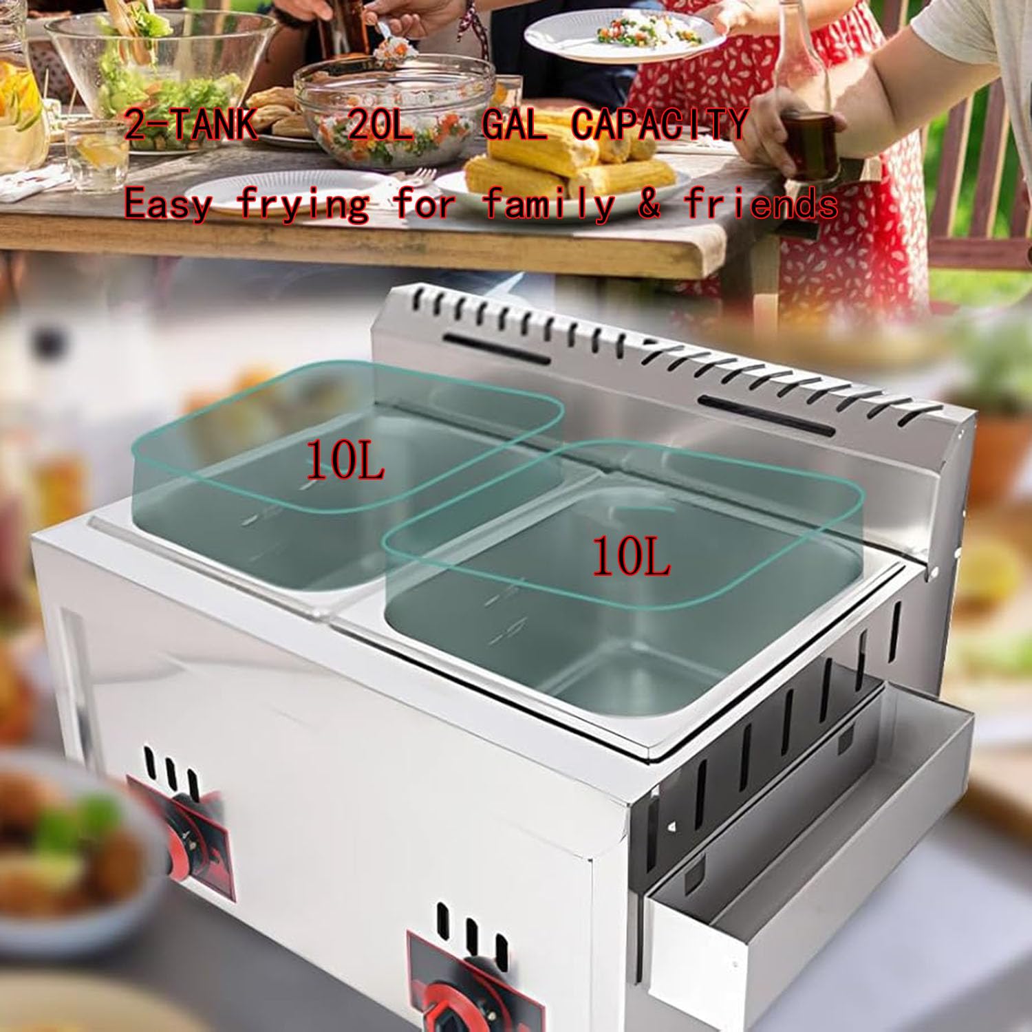 Freidora industrial con filtración de aceite para papas fritas, ideal para restaurantes y cocinas domésticas