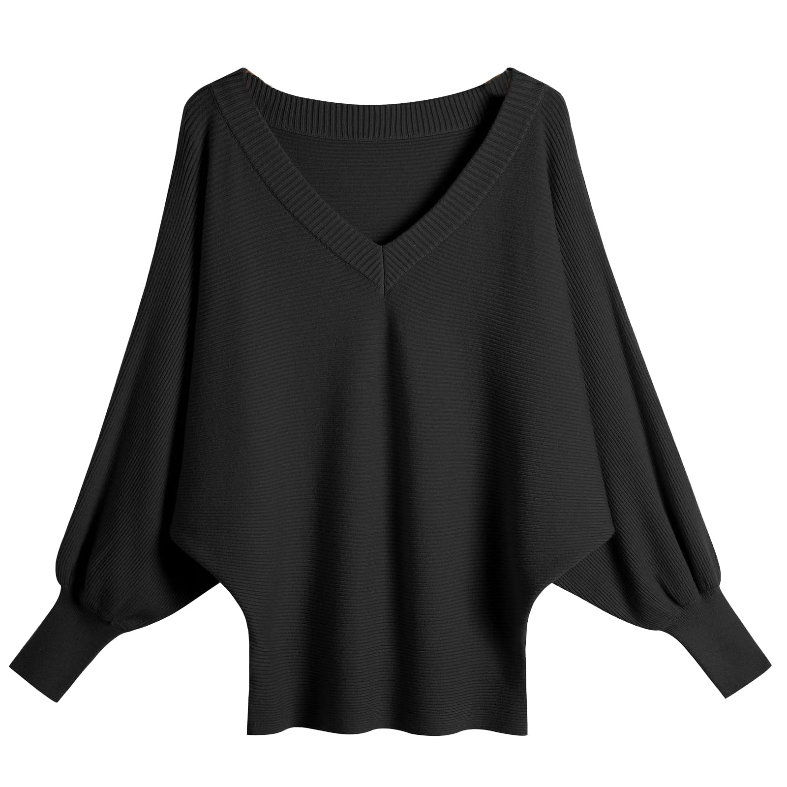 YEKEYI Damen-Pullover, Übergröße, Fledermausärmel, grober Pullover, V-Ausschnitt, lässiger Herbst-Strickpullover