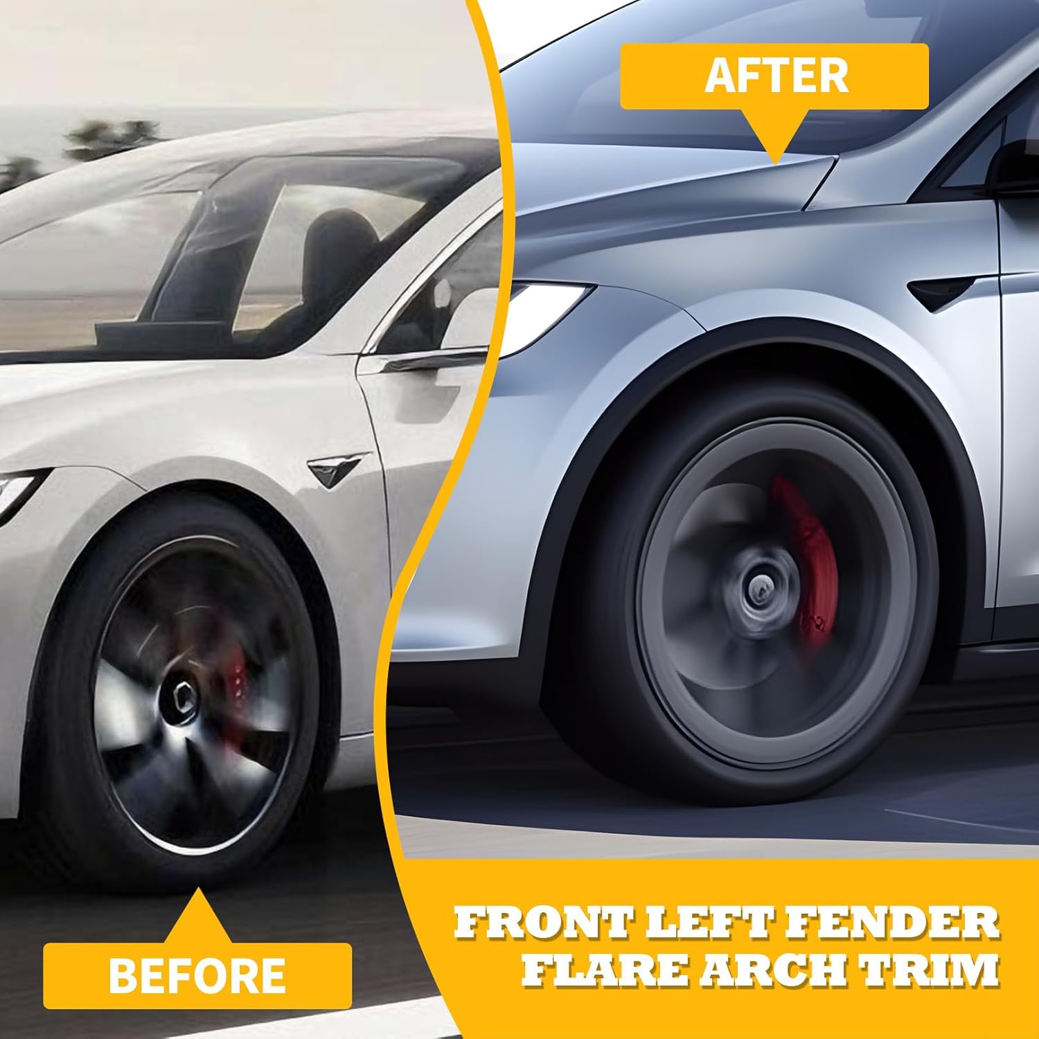 Front Left Fender Flare Arch Trim Compatible with Model X 2022-2024 Fender Trim Wheel Eyebrow Arch Driver Side 1035289-00-M 1078209-00-F Black (No Holes)