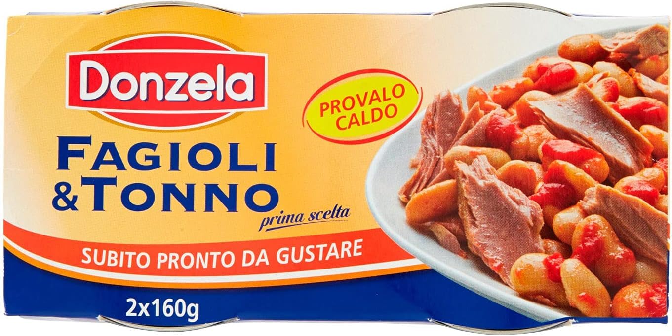 Italian Gourmet Donzela Fagioli e Tonno, Weiße Bohnen mit Thunfisch, 26% Thunfisch, 12 x 2 x 160 g+ Italian Gourmet Polpa 400gr