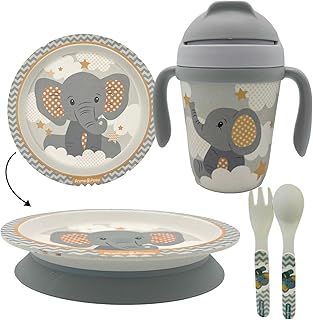 Primo Passi Kids Bamboo Set Suction Plate & Cup (Little Elephant)