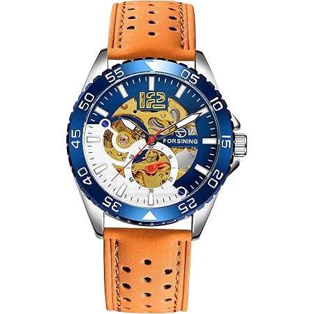 Amazon Sweetbless出品 機械式腕時計 メンズ 自動巻き 手巻付き フルスケルトン おしゃれ 透かし彫り 人気 時計 ブラウン メンズ腕時計 腕時計 通販